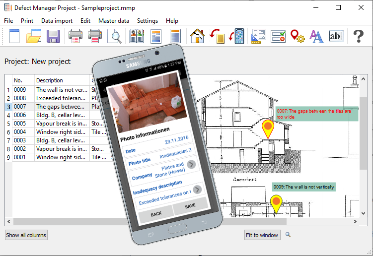 Logiciel Gestionnaire de d&eacute;fauts pour l'enregistrement des d&eacute;fauts de construction et leur &eacute;limination