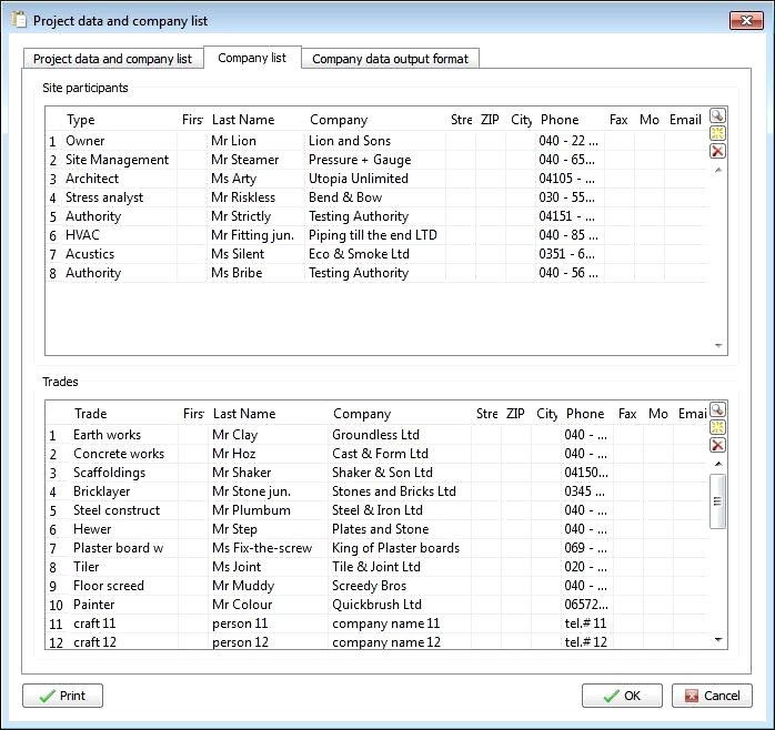 Site Journal Construction Diarys company list